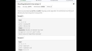 counting elements in two arrays | java| gfg |Interview Problem