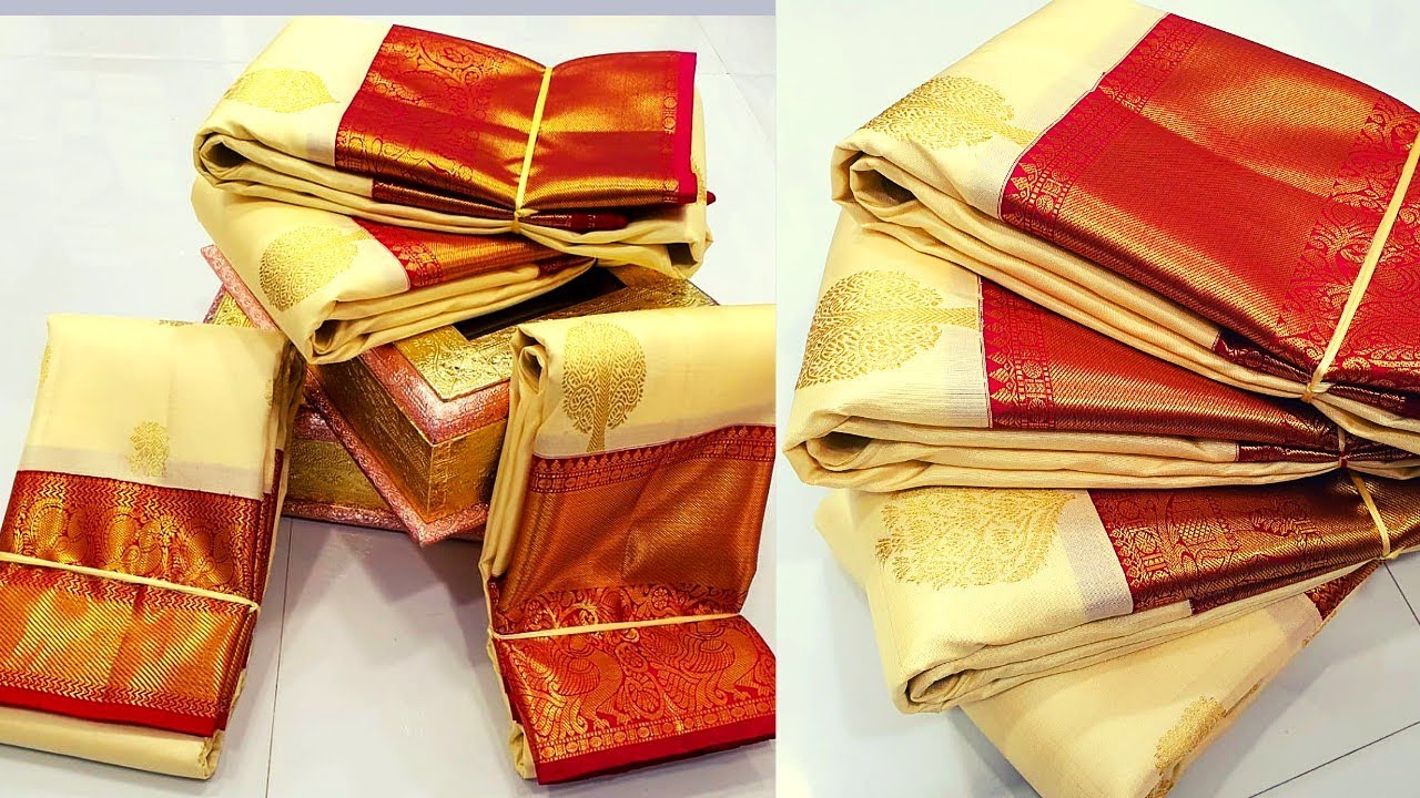 White with Red border Saree Kanchipuram Pattu |off white and red kanchipuram saree|pure white