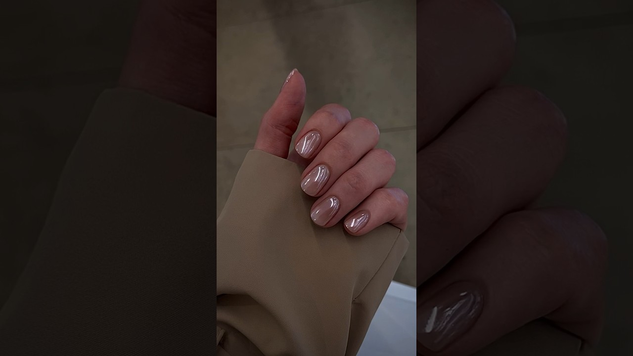 Жемчужная втирка на ногтях. Зеркальный эффект #nails #nailart #жемчужнаявтирка#зеркальныеногти