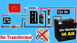 Diy battery charger 12v-without Transformer |12v battery charger kaise banaye | 12v battery charger