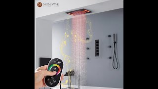 Luxury 4-Way Thermostatic Shower System with LED and Music Player