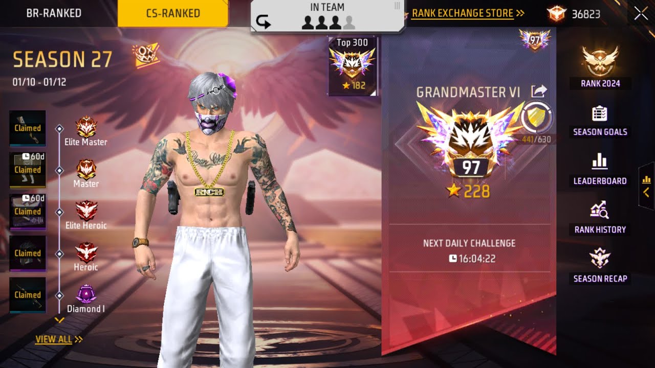 NEW SEASON CSR 😎 PUSH TO TOP 1 GRANDMASTER 😎👽 | FREE FIRE RANK CLASH ...