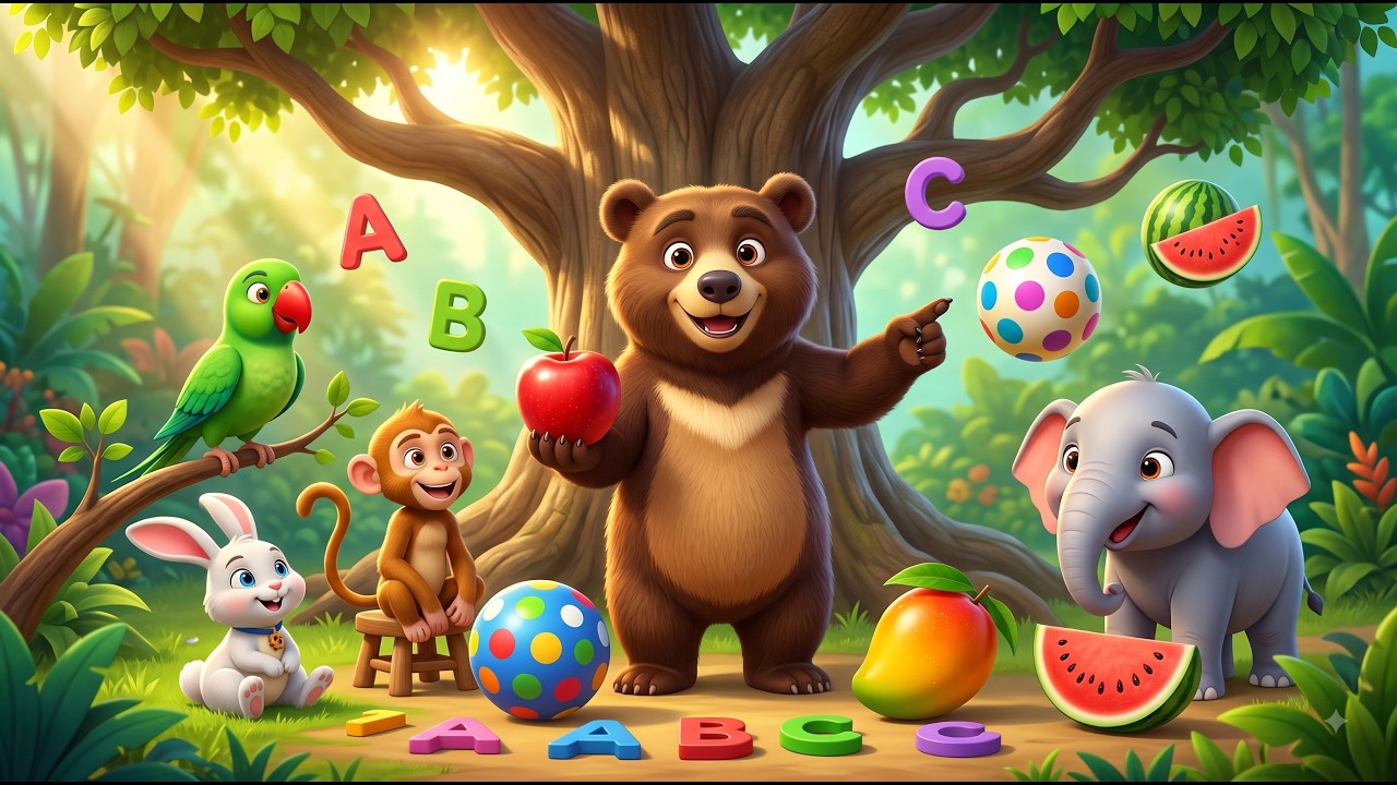 ABCD Song for Kids | A to Z Alphabet सीखें Animals के साथ | Hindi Rhymes | Anandvan
