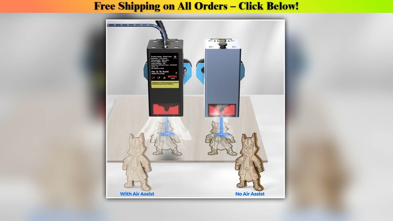 TwoTrees 130W CNC Laser Engraving Machine TTS-20 PRO APP Wifi Control 418x418mm Metal Laser