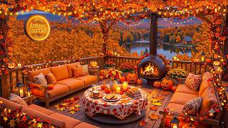 Autumn Jazz Music 🍂 Autumn Veranda Ambiance 🔥 Soft Piano Jazz & Crackling Fireplace for Relax, Sleep screenshot 4