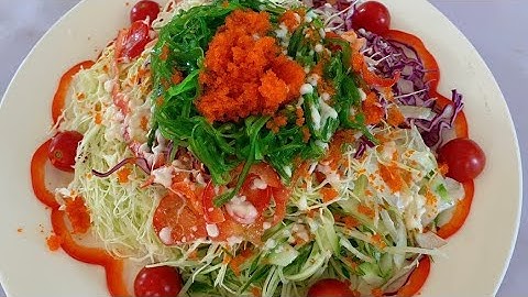 59# Làm Món Salad Trộn Trứng Tôm Rong Biển. Bắp Cải, đơn giản tại nhà với sốt MAYONNAISE