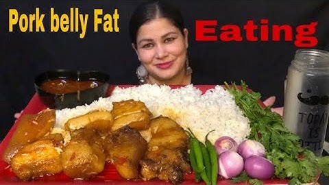 Pork Fat Belly White Rice Onions Green Chelli Corender Eating Mukhbang Video 