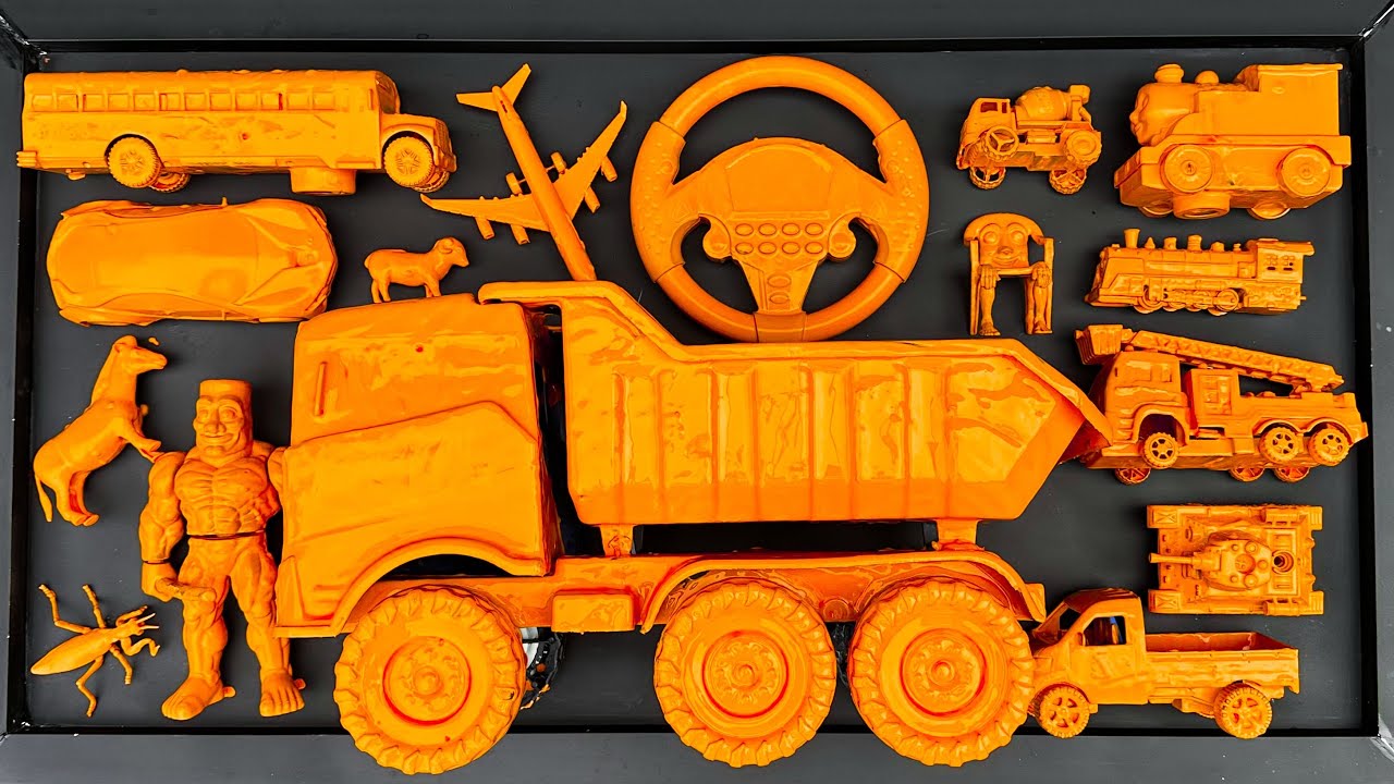 Membersihkan mobil mobilan, bus sekolah, kereta tomas, mobil balap, kereta uap & anomali 