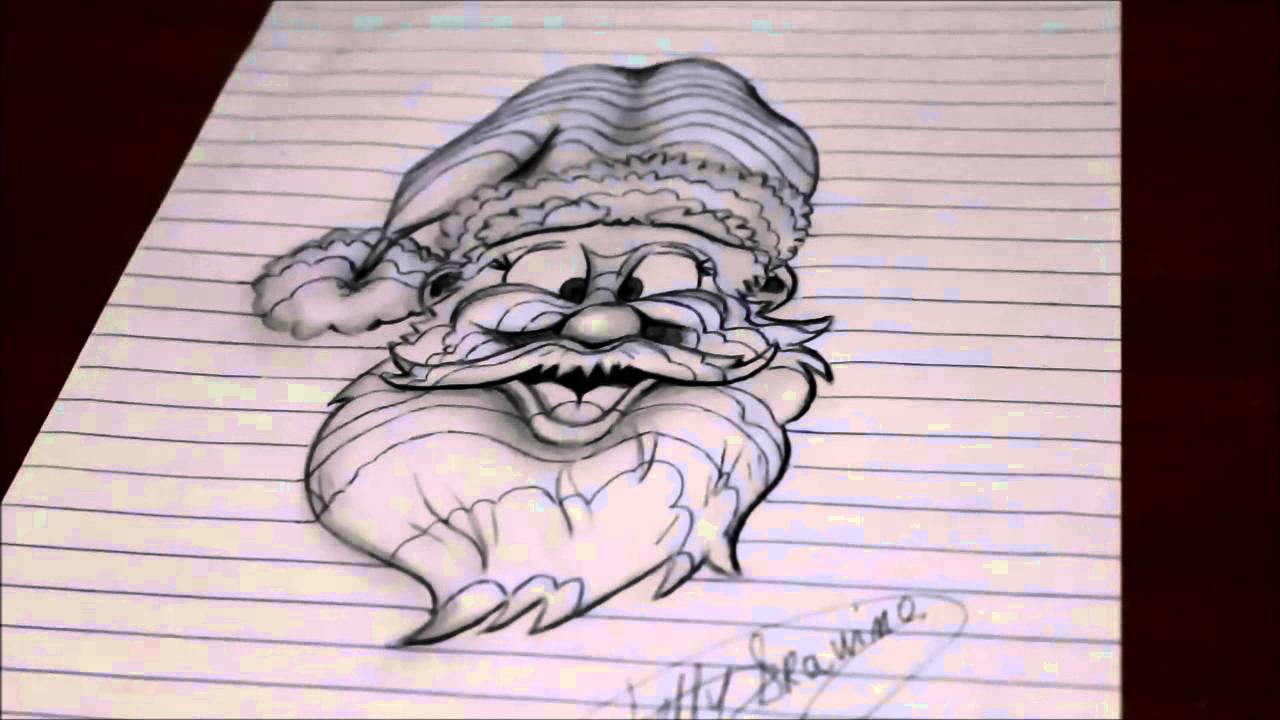 How To Draw Santa Claus 3d Art Optical Illusion Easy Line On Paper Trick Realistic Drawing