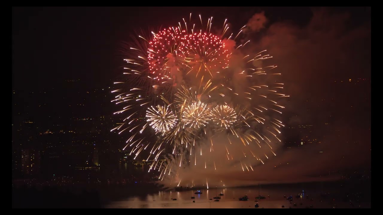 Beautiful abstract colourful fireworks explode display on sky at night
