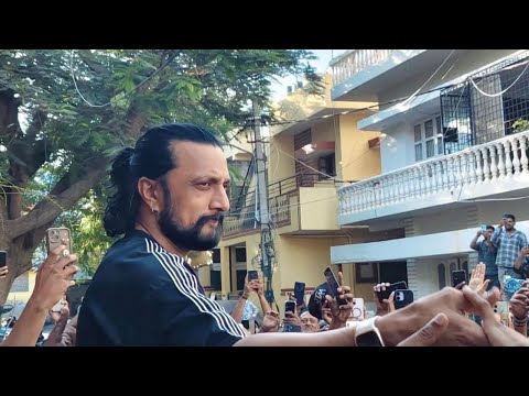 Kiccha Sudeep Boss House MASSIVE Crowd Explosion on Mark Release Day! Fans Go Wild |#BlockbusterMARK