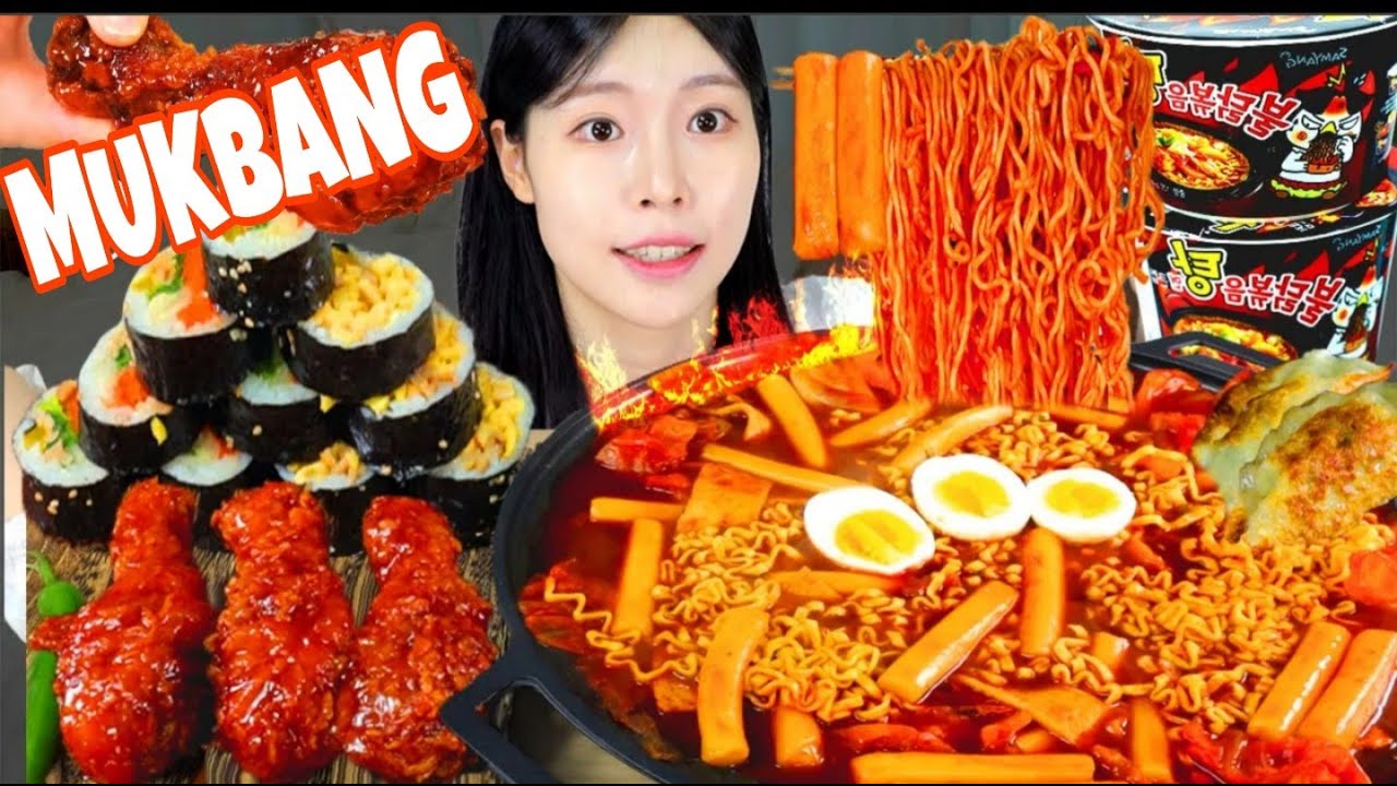 SULGI ASMR 2.0 MUKBANG| Fire spicy Ramen Tteokbokki(BULDAK). Seasoned Chicken, Kimbap.