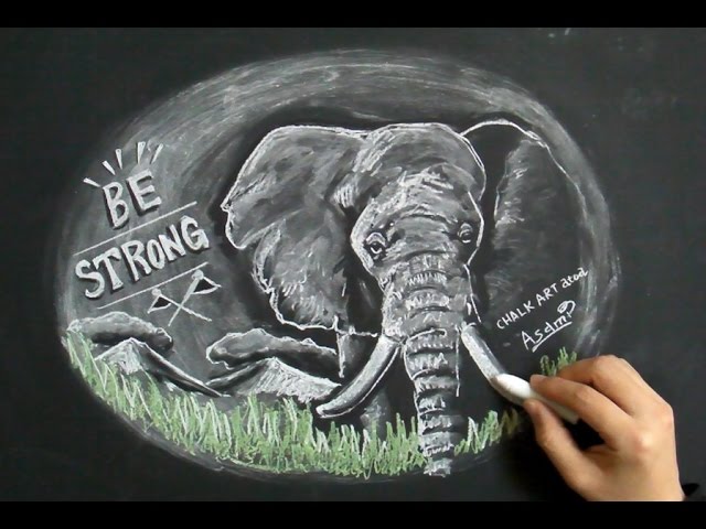 学校のチョークで出来る、チョークアートを活かした黒板アート！（DIY