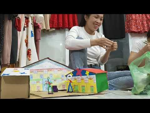 Video Hướng dẫn làm mô hình trường học bằng giấy bìa xây dựng - youtube