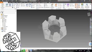 Create Hexagonal castle Nut by Autodesk Inventor 2017 Tutorial