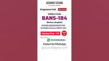 BANS 184 Solved Assignment PDF 2024-25 in English, BSCANH program BANS-184 Solved assignments