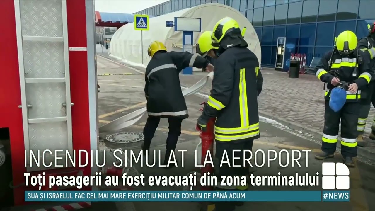 Mai multe echipaje de pompieri și salvatori au intervenit de urgență pe Aeroportul Chișinău