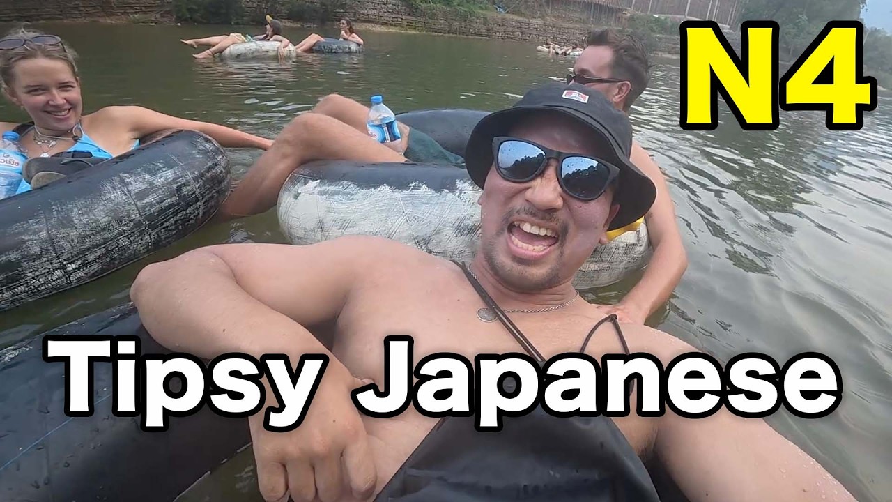Tipsy Tubing in Laos! | Easy Japanese N5-N4