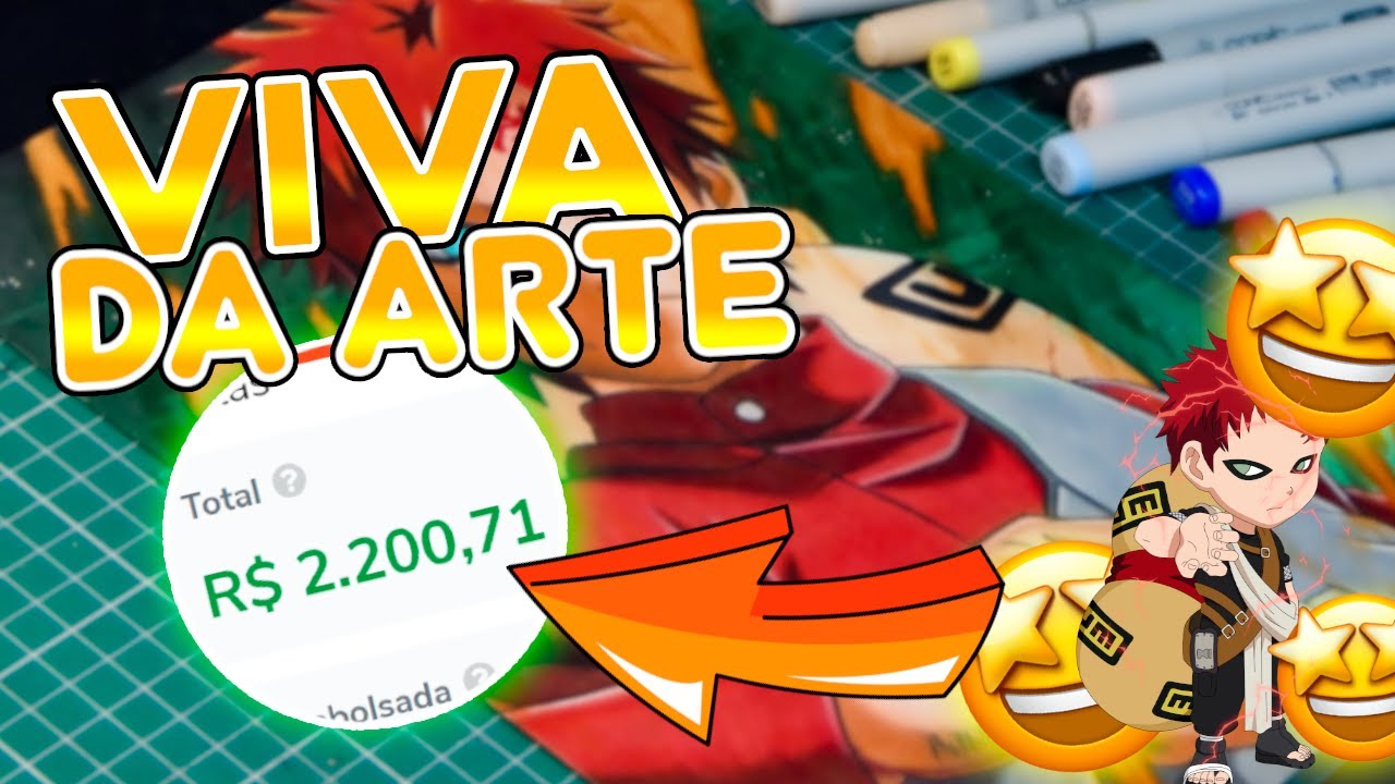 COMO GANHAR DINHEIRO DESENHANDO?! | Drawing - Gaara (Naruto Shippuden)