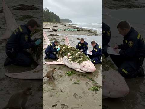 Rescuing a rare albino shark with help from a clever little monkey