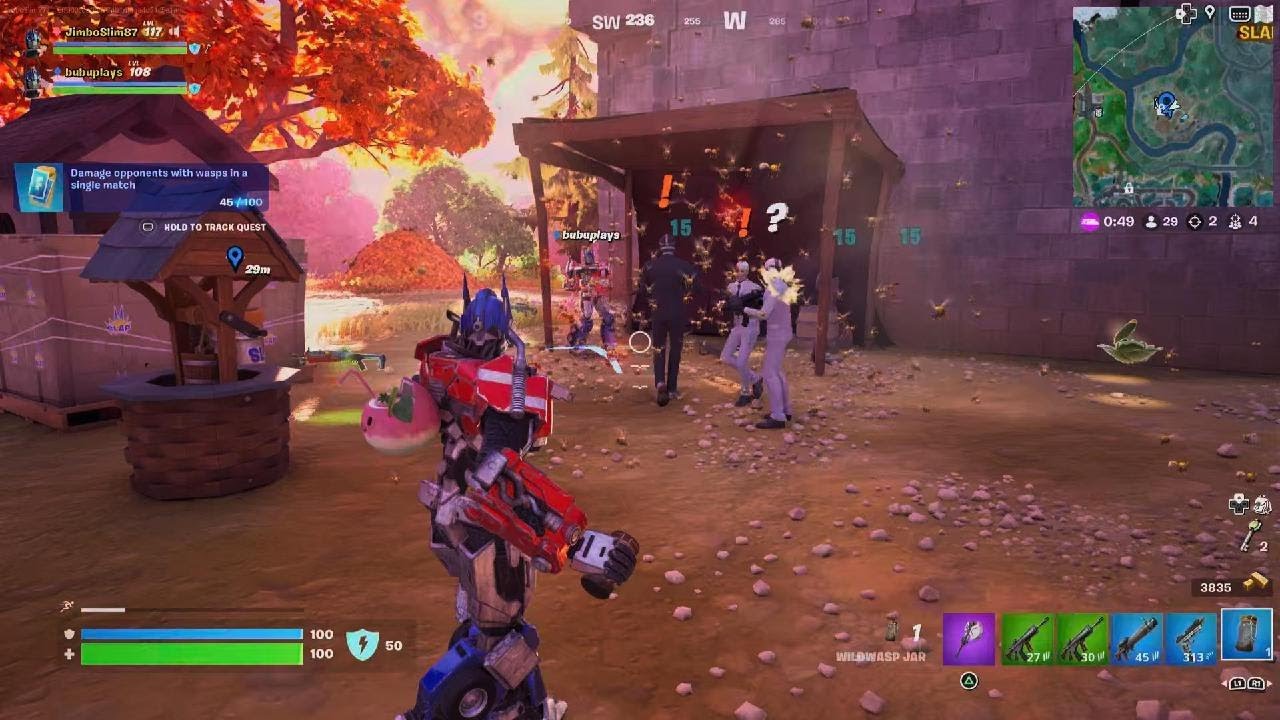 Damage opponents with wasps in a single match quest: Fortnite