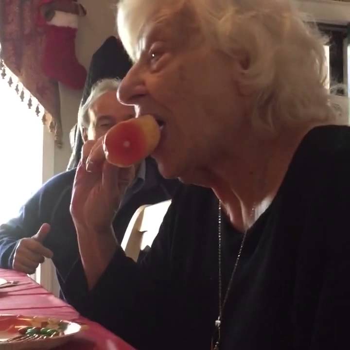 grandma eats rubber chicken - YouTube