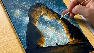 How to Draw a View of the Milky Way / Acrylic Painting