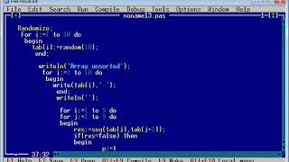 Demo of array sort in Free Pascal