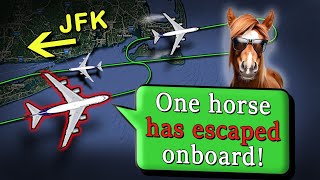 HORSE ESCAPES THE CAGE IN FLIGHT | Cargo B747 Return to Kennedy