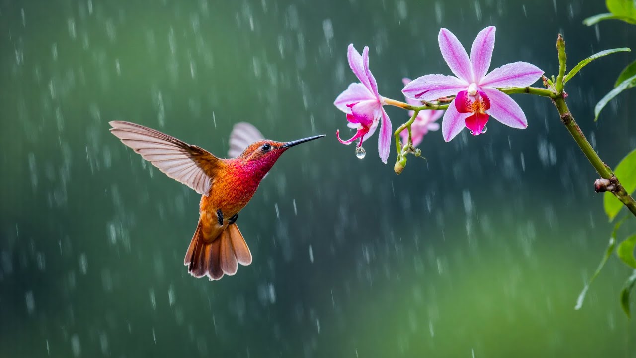 Сильный дождь, жизнерадостные птицы и успокаивающие мелодии 🌿 Для творческого мышления, работы без