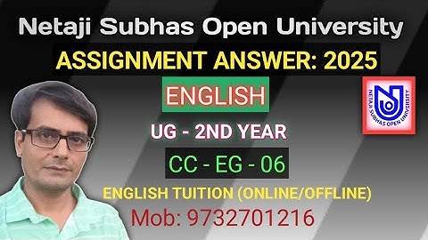 CC- EG- 06 // NSOU UG ENG (2ND YR) ASSIGNMENT ANSWER 