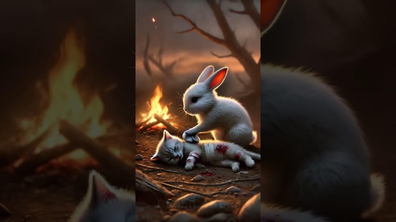 Inspiring Rescue: A Rabbit’s Courageous Act to Save an Injured Cat