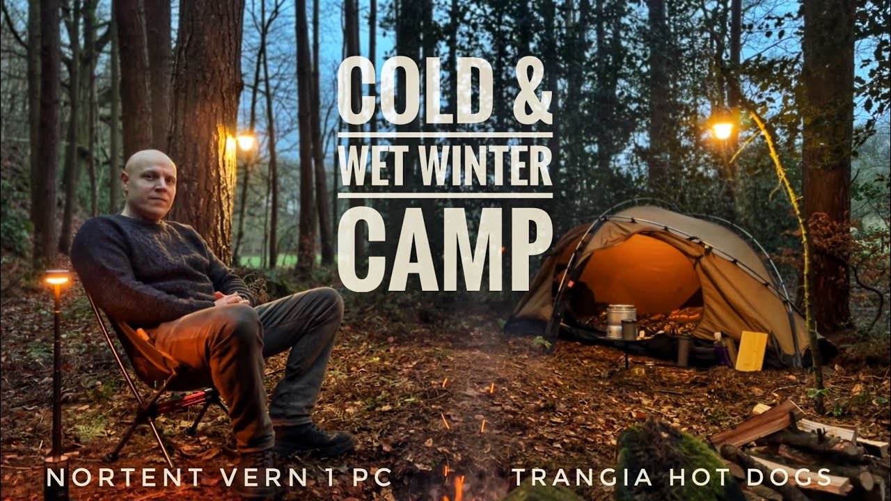 Cold & Wet winter wild camping by a river