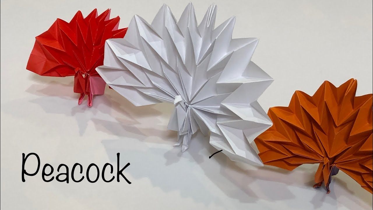 折り紙 孔雀 Peacock Made From Paper Stay Home With Origami 折り紙で前川淳さんの孔雀を折ってみた 종이 접기 공작 Youtube