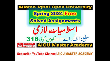 AIOU Code 316 Solved Assignment 1. 2 of SPRING 2024 || Subject اسلامیات (Islamiat)