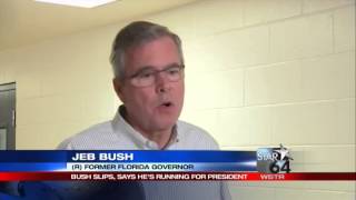 Jeb Bush slips, says he's running for President