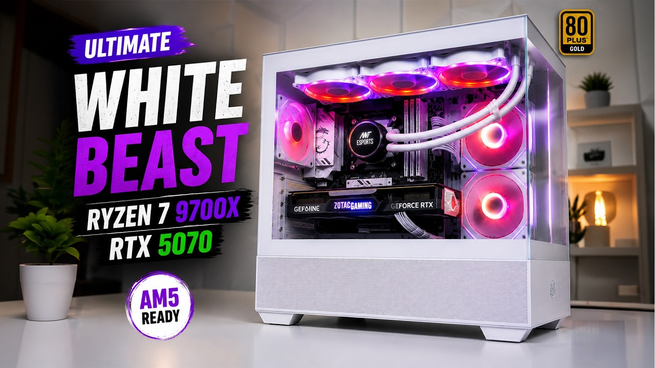 White Gaming PC Build Ryzen 7 9700X + RTX 5070 | AMD Build 2026