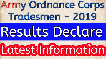 Army Ordnance Corps Tradesmen -2019 || Results Declare || Results Information || Results Details||