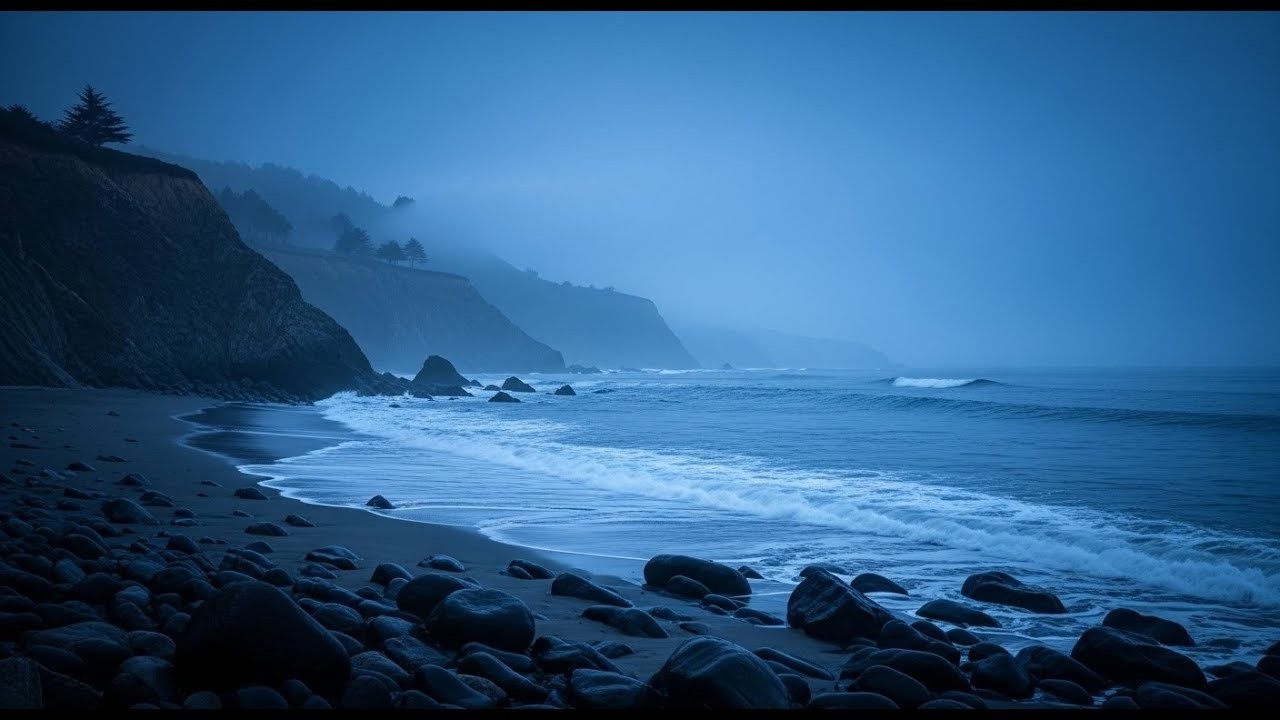 Healing ocean waves that wash away worries and tension - strong waves at night