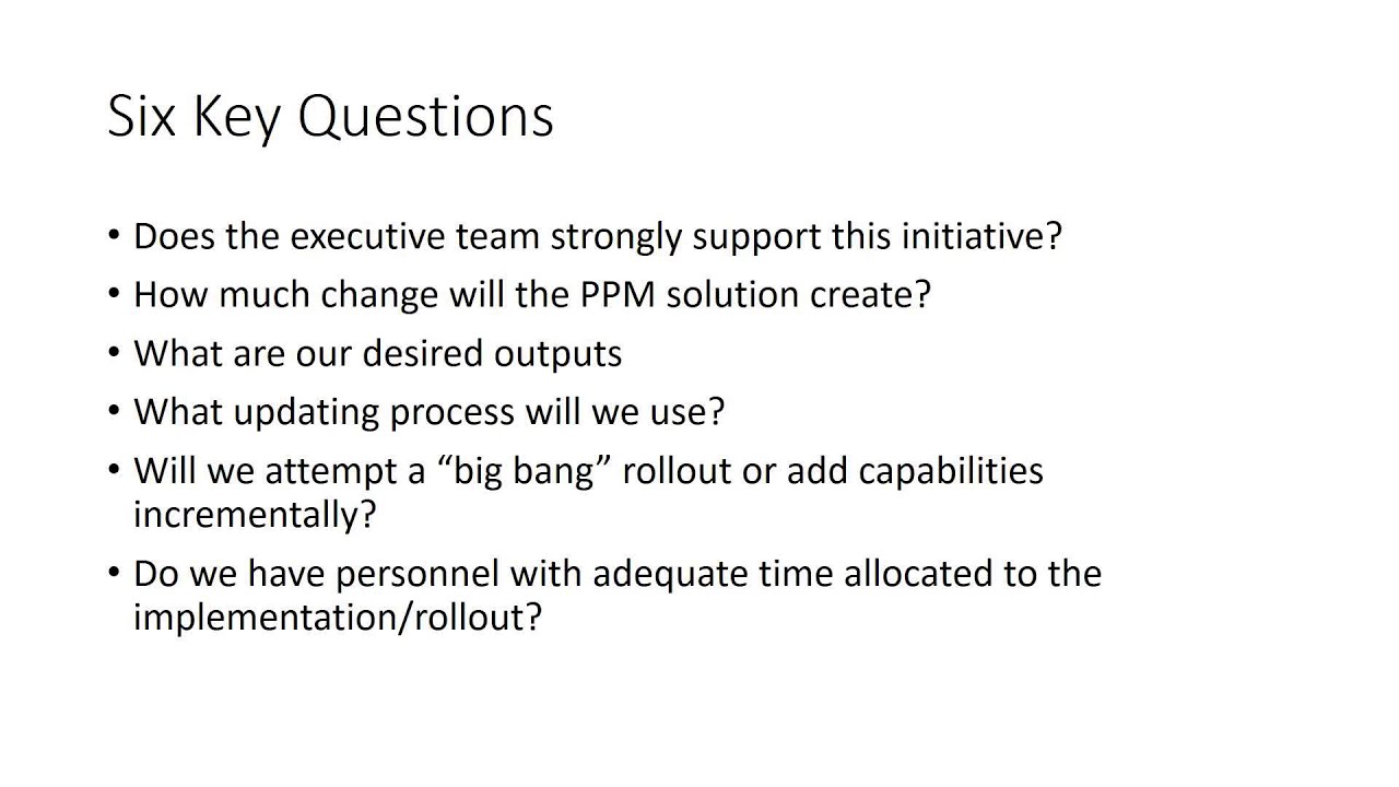 PPM Implementation Questions1