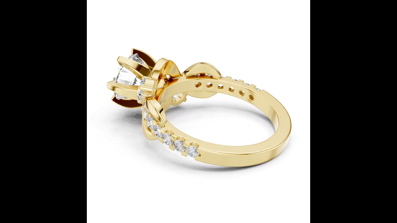 Round Diamond Crossover Twist Engagement Ring