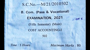 cblu university cost accounting question paper bcom 5th sem 2021