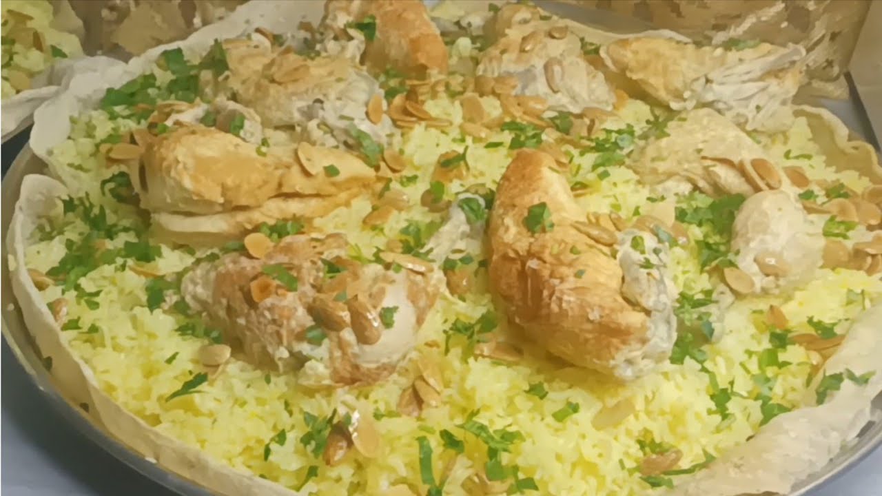 طريقة عمل منسف الدجاج بدون جميد او لبن رايب بخطوات سهله 🍽️