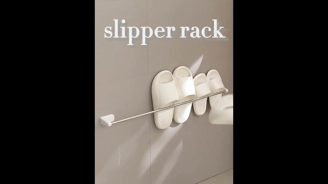 FTS shoe rack sticky bathroom wall white portable modern organizer stainless steel slipper rack