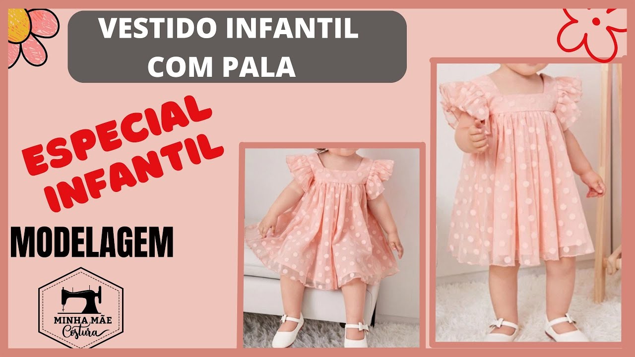 VESTIDO INFANTIL COM PALA - PASSO A PASSO DA MODELAGEM