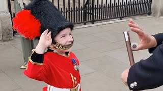 Boy dressed as a Coldstream Guard meets his hero The Corporal of Horse (CoH). 01.09.2023.