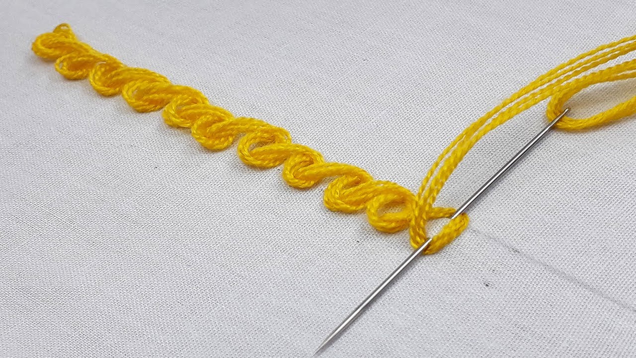 basic scroll stitch border design tutorial/hand embroidery basic scroll ...