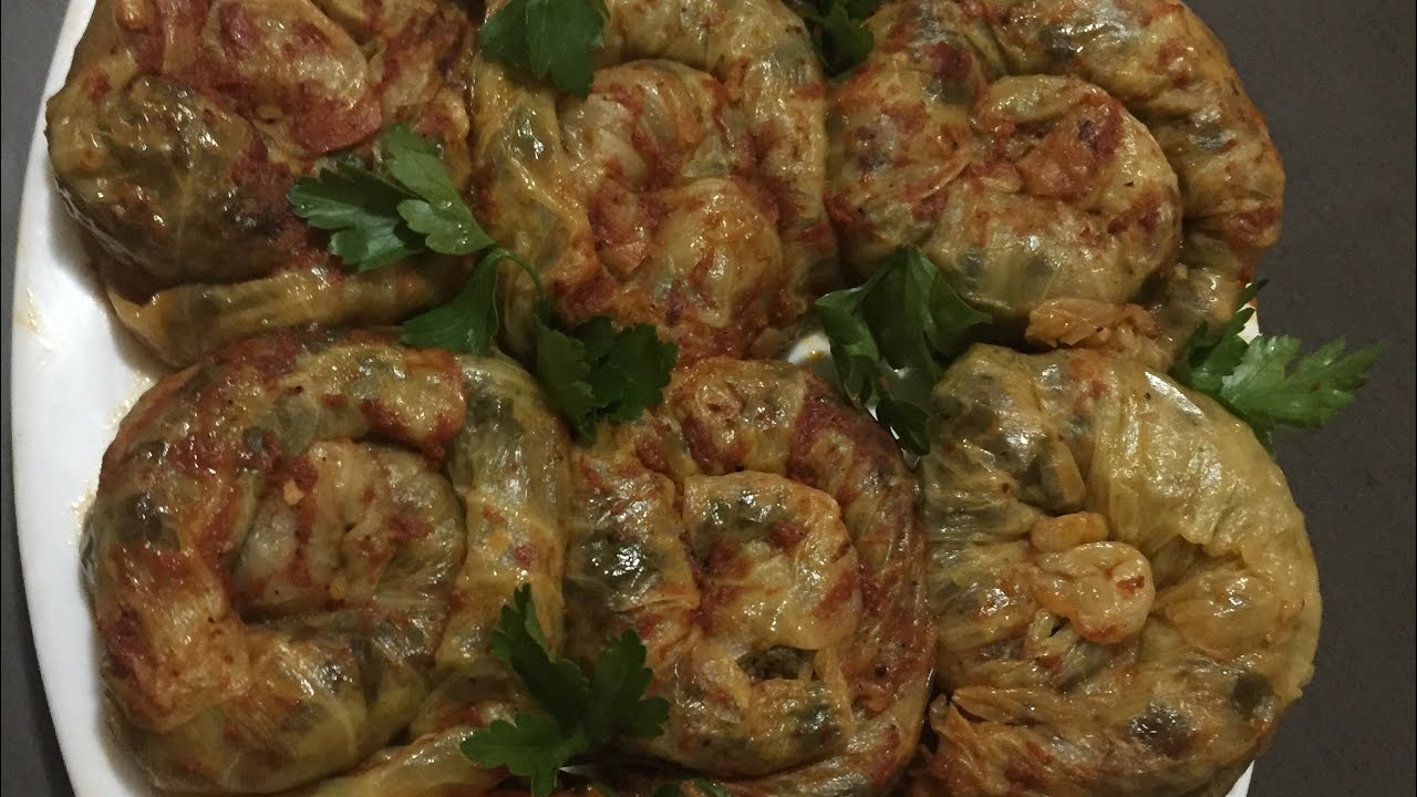 الكرنب المحشي (بحشوة ليبية ) في الفرن Stuffed Cabbage in the Oven