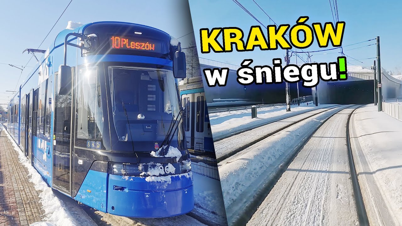 Tramwaj przez ZIMOWY Kraków - linia nr 10 / Kurdwanów P+R - Pleszów 🚋 #tramwaje #krakow #polska
