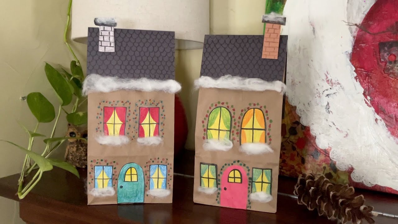 PAPER BAG HOLIDAY HOUSE - The most unique paper bag craft! (EASY CLASSROOM CRAFT/SIMPLE MATERIALS)
